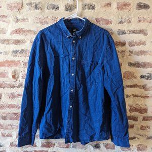 Cotton Denim Navy Button Down H&M